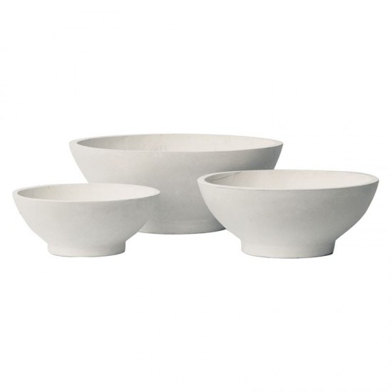 FLOWER POT-9 Set 3 τεμαχίων Απόχρωση Milk White Φ45x18 / Φ55x22 /Φ74x30 cm