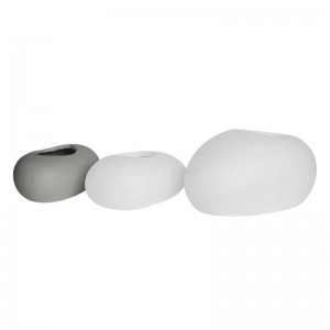 FLOWER POT-ROCK 40x30x19cm, Cement Απόχρωση White