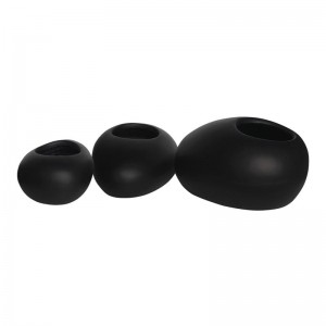 FLOWER POT-ROCK Set 3 τεμαχίων, Cement Απόχρωση Black 40x30x19- 50x32x19- 56x43x29cm