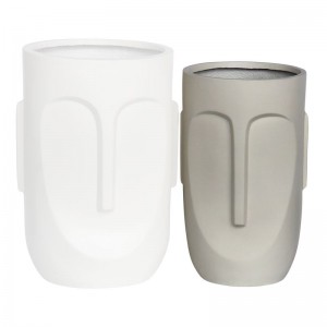 FLOWER POT-TOTEM Φ28x51cm, Cement Απόχρωση Sand