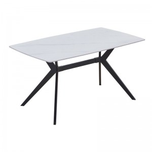 GALI Τραπέζι Τραπεζαρίας- Κουζίνας, Μέταλλο Βαφή Μαύρο, Sintered Stone White Marble 140x80x75cm