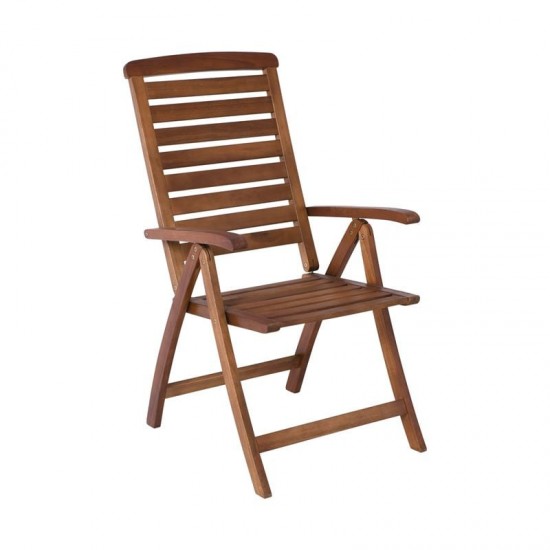 GARDEN Πολυθρόνα Βεράντας - Κήπου, Ξύλο Ακακία, Ψηλή Πλάτη 5 Θέσεων, Πτυσσόμενη, Καρυδί 58x70x110cm
