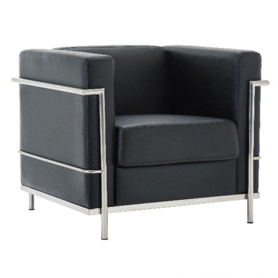 GENOVA Πολυθρόνα Σαλονιού Καθιστικού, Inox - Pu Μαύρο 83x73x71cm