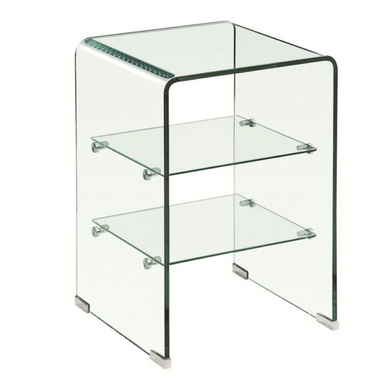 GLASSER Κομοδίνο Clear 2 Ράφια - Γυαλί 10mm / 5mm 40x40x60cm