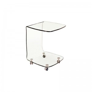 GLASSER Trolley Τραπεζάκι Βοηθητικό, Διάφανο Γυαλί 10mm 45x45x60cm