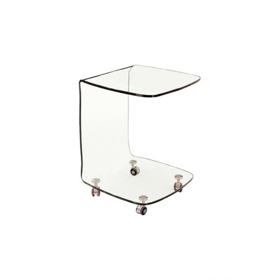 GLASSER Trolley Τραπεζάκι Βοηθητικό, Διάφανο Γυαλί 10mm 45x45x60cm