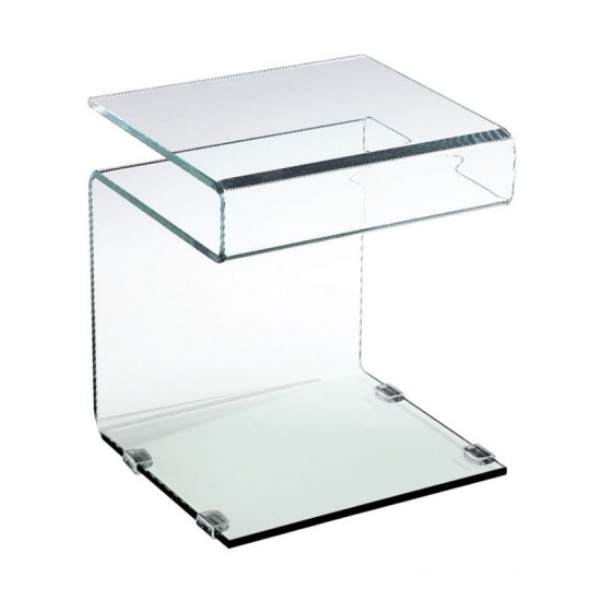 GLASSER Τραπεζάκι Βοηθητικό Διάφανο Γυαλί 12mm 42x38x48cm