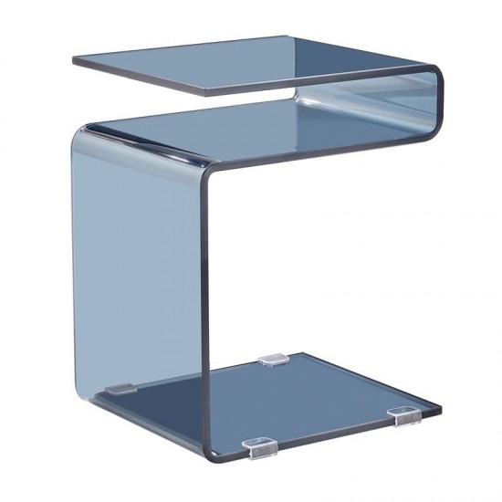 GLASSER Τραπεζάκι Βοηθητικό Smoke Γυαλί 12mm 42x38x48cm