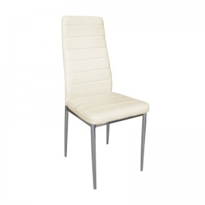 JETTA Καρέκλα Τραπεζαρίας Κουζίνας, Μέταλλο Βαφή Γκρι Pvc Εκρού ( Συσκ.6 ) 40x50x95cm