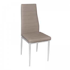 JETTA Καρέκλα Τραπεζαρίας - Κουζίνας, Μέταλλο Χρώμιο, Pvc Cappuccino (Συσκ.6) 40x50x95cm