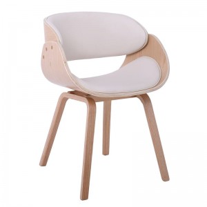 JOY-W Πολυθρόνα Τραπεζαρίας Φυσικό, Pu Άσπρο 57x55x80cm