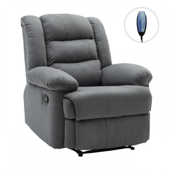 JULIA Massage Πολυθρόνα Relax Σαλονιού - Καθιστικού, Ύφασμα Γκρι  93x90x100cm