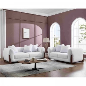 KANSAS Set Σαλόνι - Καθιστικό, 2Θέσιος-3Θέσιος, Teddy Ύφασμα Άσπρο 174x99 / 211x99 x H90cm