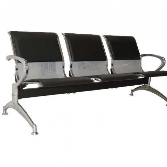 Κάθισμα Υποδοχής 3-Θ Μαύρο PVC (Σκελ.Χρώμιο)