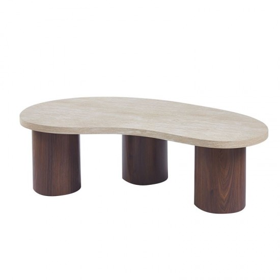 LAMBERT Τραπεζάκι Σαλονιού-Καθιστικού, ΜDF Απόχρωση Natural Stone-Καρυδί 130x70x40cm