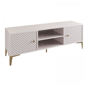 LANA Έπιπλο TV Απόχρωση Εκρού, με πρόσοψη Pu Καπιτονέ 140x40x50cm