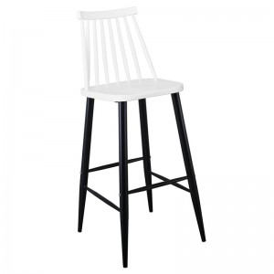 LAVIDA Σκαμπό BAR με Πλάτη, Μέταλλο Βαφή Μαύρο, PP Άσπρο 43x49x76/107cm