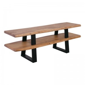 LIZARD Έπιπλο TV Μέταλλο Βαφή Μαύρο, Ξύλο Ακακία Φυσικό 140x40x50cm