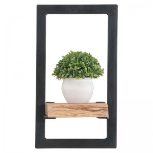 LIZARD Frame Ράφι Μέταλλο Βαφή Μαύρο, Ξύλο Ακακία Φυσικό 20x25x35cm