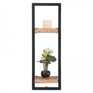 LIZARD Frame Ράφι Μέταλλο Βαφή Μαύρο, Ξύλο Ακακία Φυσικό 25x25x75cm