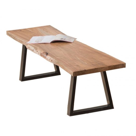 LIZARD Slim Πάγκος Μέταλλο Βαφή Μαύρο, Ξύλο Ακακία Φυσικό 160x45x45cm