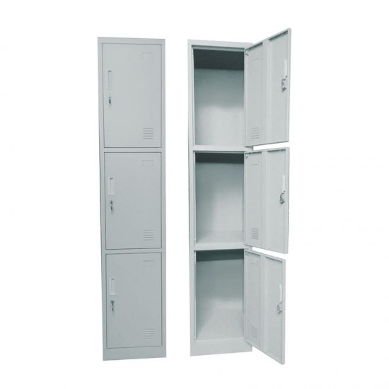 LOCKER 3 Θέσεων Μέταλλο Βαφή Γκρι 38x45x185cm