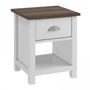 LUXOR Κομοδίνο Απόχρωση Καρυδί - Άσπρο 45x40x50cm