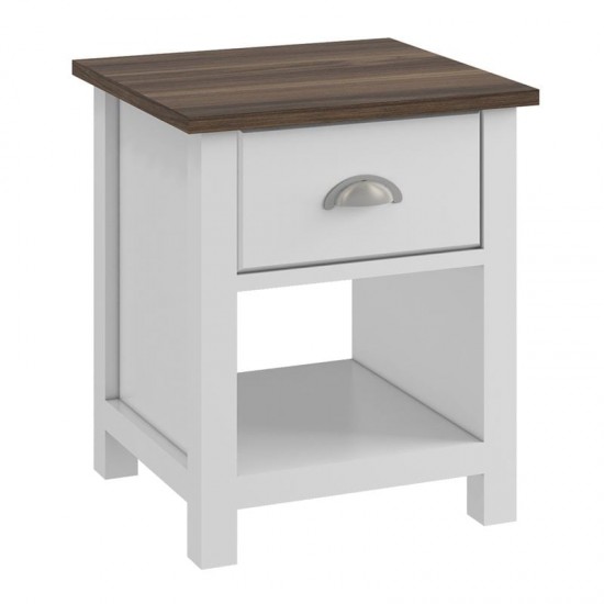 LUXOR Κομοδίνο Απόχρωση Καρυδί - Άσπρο 45x40x50cm