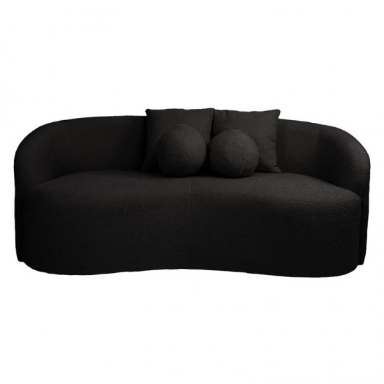 LYON Καναπές 2θ - Σαλονιού - Καθιστικού, Teddy Ύφασμα Μαύρο