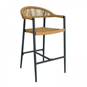 MADISON Σκαμπό Bar, ΑΛΟΥΜΙΝΙΟ  Ανθρακί, Rope Wicker Φυσικό 56x57x100cm
