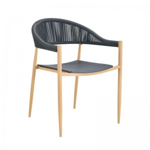 MALTA Πολυθρόνα Στοιβαζόμενη, Μέταλλο Βαφή Φυσικό, PP-UV Γκρι, Rope Wicker Γκρι 57x57x76cm