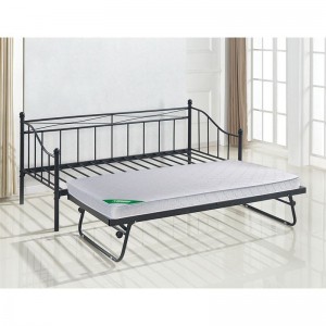 MARIN Set: Daybed (για στρώμα 90x190) + Βοηθητικό Κρεβάτι με Στρώμα 185x85 Μέταλλο Μαύρο
