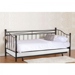 MARIN Set: Daybed με Στρώμα 90x190 + Βοηθητικό Κρεβάτι με Στρώμα 85x185 Μέταλλο Μαύρο 