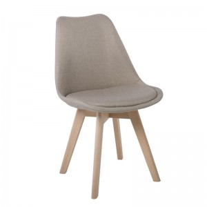 MARTIN Καρέκλα Οξιά Φυσικό, Ύφασμα Μπεζ, Μονταρισμένη Ταπετσαρία 49x57x82cm