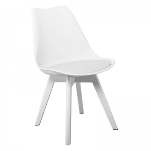 MARTIN Καρέκλα Ξύλο Άσπρο, PP Άσπρο Μονταρισμένη Ταπετσαρία 49x57x82cm