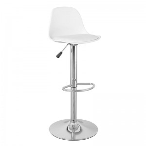 MARTIN Σκαμπό BAR, Χρώμιο, PP-Pu Άσπρο, Ρύθμιση Ύψους, Περιστρεφόμενο 41x40x79-89cm