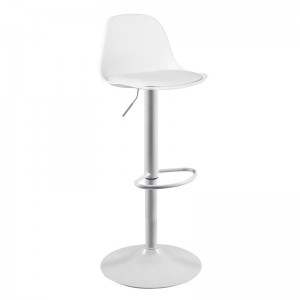 MARTIN Σκαμπό BAR, Μέταλλο Άσπρο, PP-Pu Άσπρο, Ρύθμιση Ύψους, Περιστρεφόμενο 41x40x79-89cm