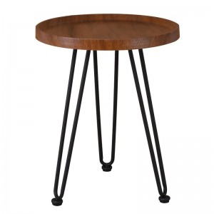 MATRIX Τραπεζάκι Σαλονιού Καθιστικού, Μέταλλο Βαφή Μαύρο, Ξύλο Καρυδί Φ45xH.55cm