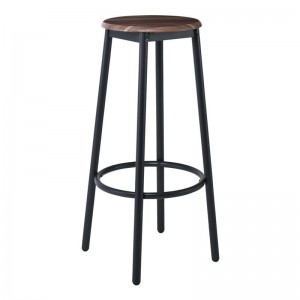 MAYER Σκαμπώ BAR Μέταλλο Βαφή Ανθρακί, Κάθισμα Απόχρωση Καρυδί 33x33x75cm 