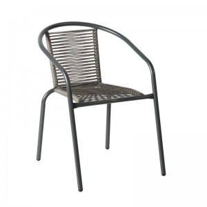 MIKA Πολυθρόνα Στοιβαζόμενη Κήπου, Μέταλλο Βαφή Ανθρακί, PE Rattan Γκρι 54x61x73cm