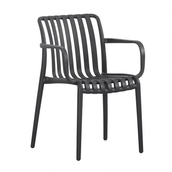 MODA-H Πολυθρόνα Στοιβαζόμενη, PP - UV Protection Απόχρωση Ανθρακί 54x57x80cm