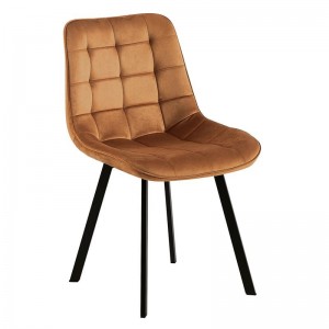 MYRIAM K/D Καρέκλα Τραπεζαρίας Μέταλλο Βαφή Μαύρο, Ύφασμα Velure Απόχρωση Μπεζ (Συσκ.4) 50x56x83cm