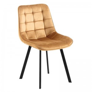 MYRIAM Καρέκλα Τραπεζαρίας, Μέταλλο Βαφή Μαύρο, Ύφασμα Velure Απόχρωση Μπεζ (Συσκ.6) 50x56x83cm