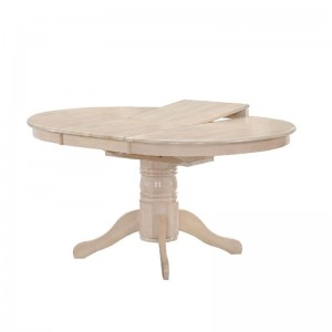 NIRVANA Τραπέζι Τραπεζαρίας Κουζίνας, Επεκτεινόμενο, White Wash Φ106 (+30)x75cm