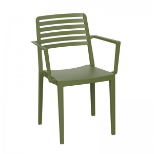 NOLA Πολυθρόνα Τραπεζαρίας Κήπου Στοιβαζόμενη, PP - UV Protection, Απόχρωση Λαδί 57x56x83cm