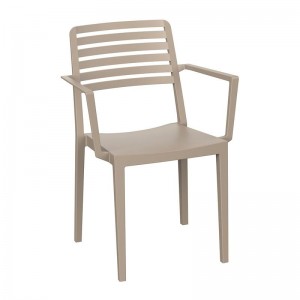 NOLA Πολυθρόνα Τραπεζαρίας Κήπου Στοιβαζόμενη, PP - UV Protection, Απόχρωση Tortora 57x56x83cm