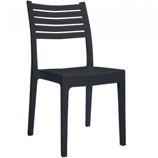 OLIMPIA Καρέκλα Τραπεζαρίας Κήπου Στοιβαζόμενη, PP - UV Protection, Απόχρωση Ανθρακί 46x52x86cm