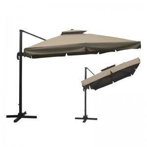 ΟΜΠΡΕΛΑ Τηλεσκοπική HANGING Αλουμίνιο Ανθρακί,Ύφασμα Μπεζ, Βάση Μεταλλο, Βαρέως Τύπου 3x3m (H 2,8m)