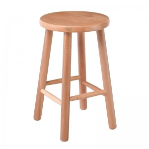 ΟΞΙΑ Σκαμπό Βοηθητικό Στρογγυλό, Λούστρο Φυσικό 30x30x50cm