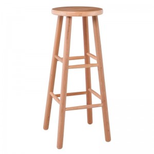 ΟΞΙΑ Σκαμπό BAR Στρογγυλό, Λούστρο Φυσικό 33x33x77cm